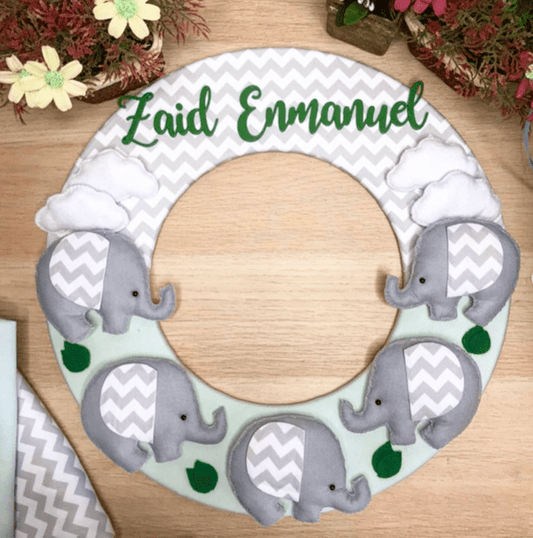 Safari nursery decor Elephant Fieltro Family Boy - Felt Craft RD