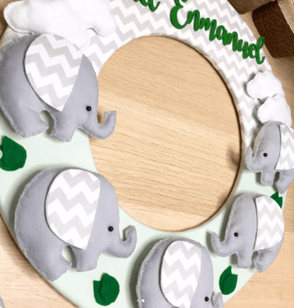 Safari nursery decor Elephant Fieltro Family Boy - Felt Craft RD