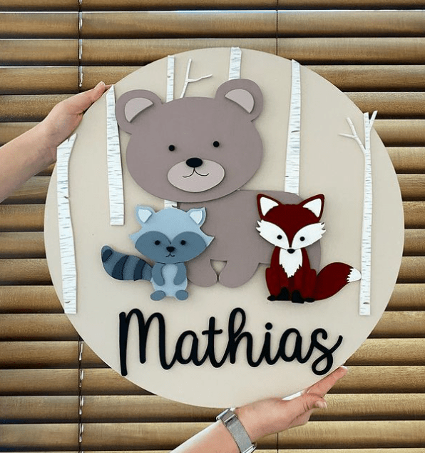 Safari nursery decor Fox & Son Baby Boy Wall Hanging - Felt Craft RD