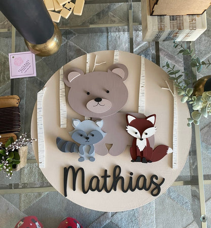 Safari nursery decor Fox & Son Baby Boy Wall Hanging - Felt Craft RD