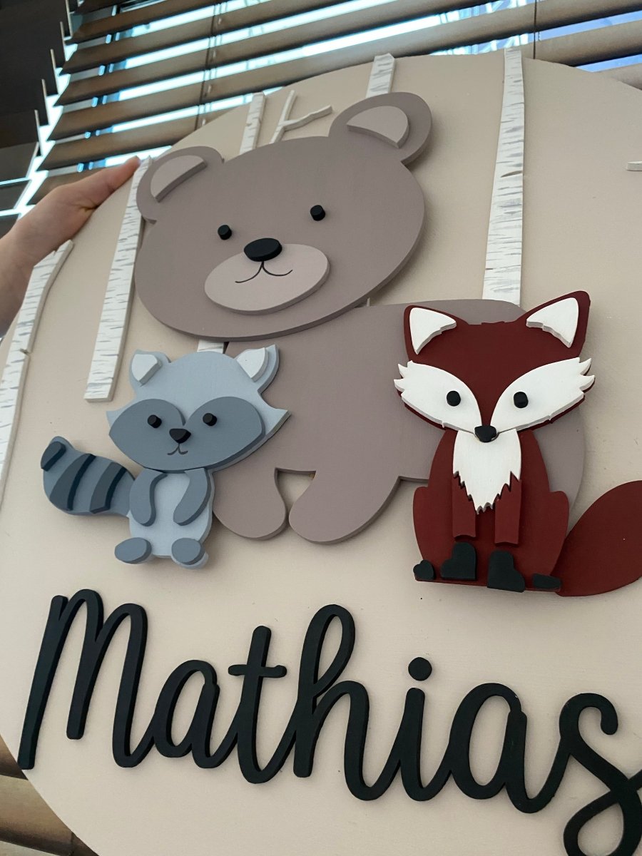 Safari nursery decor Fox & Son Baby Boy Wall Hanging - Felt Craft RD