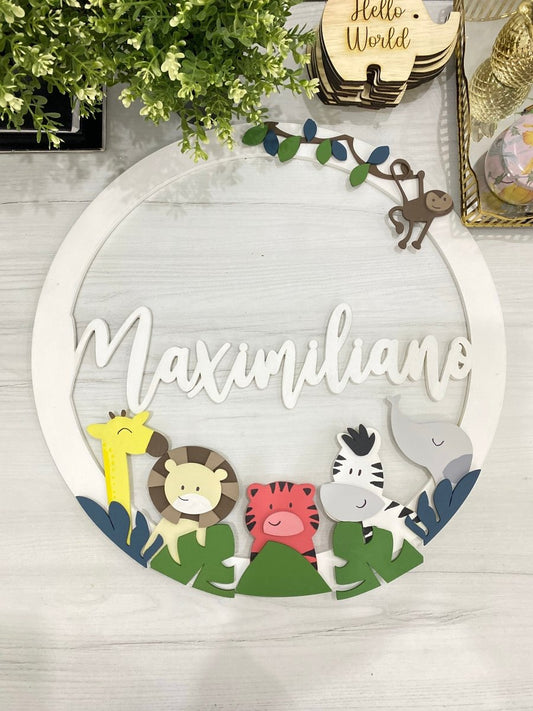 Safari Round Circle Baby Boy Wall Hanging - Felt Craft RD