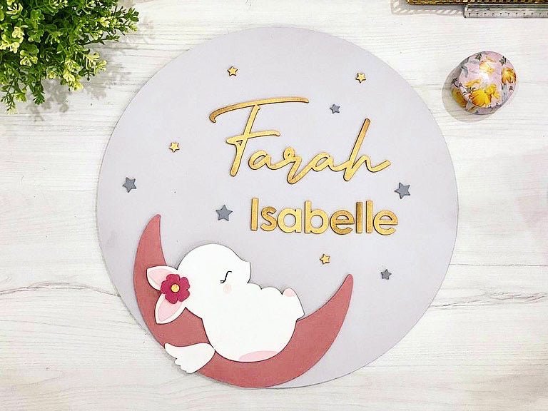 Sleepy Rabbit Baby Girl Wall Hanging - Felt Craft RD