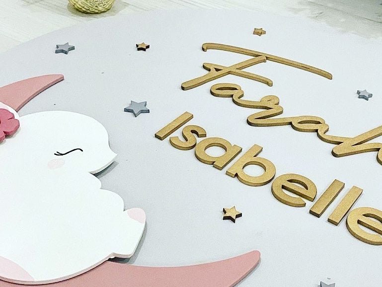 Sleepy Rabbit Baby Girl Wall Hanging - Felt Craft RD