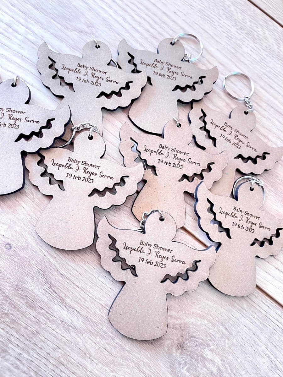 Souvenir de llaveros en madera personalizados para baby shower en Santo Domingo - Felt Craft RD