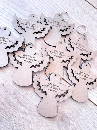 Souvenir de llaveros en madera personalizados para baby shower en Santo Domingo - Felt Craft RD