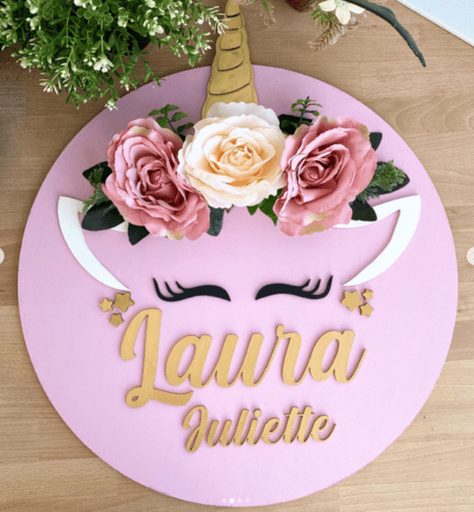 Unicorn and flowers Baby Girl Wall Hanging - Felt Craft RD