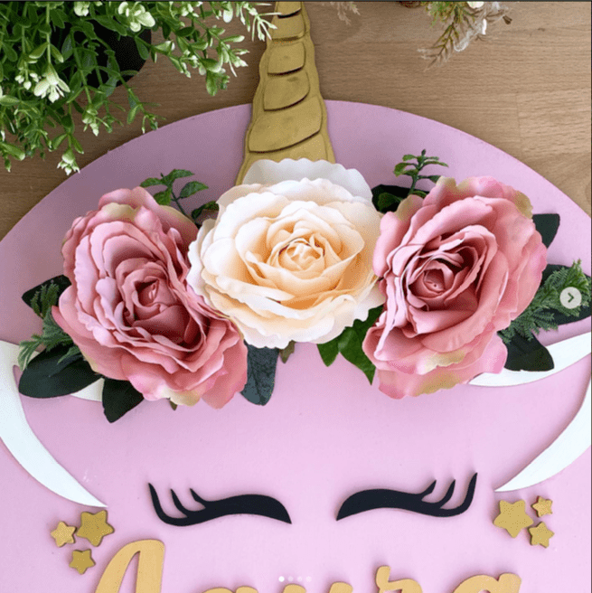 Unicorn and flowers Baby Girl Wall Hanging - Felt Craft RD