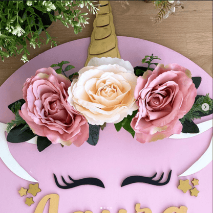 Unicorn and flowers Baby Girl Wall Hanging - Felt Craft RD