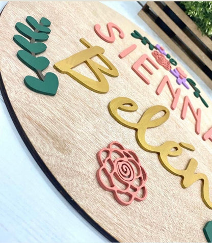 Wooden Bottom and colors over Baby Boy Wall Hanging - Felt Craft RD