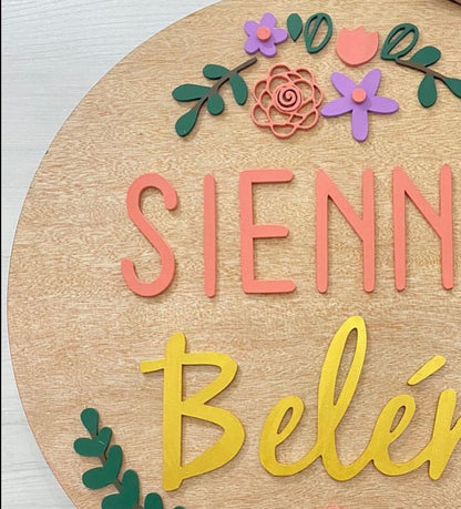 Wooden Bottom and colors over Baby Boy Wall Hanging - Felt Craft RD