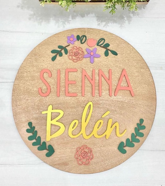 Wooden Bottom and colors over Baby Boy Wall Hanging - Felt Craft RD